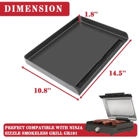 Griddle Plate for Ninja Sizzle Smokeless Grill GR101, Flat Top Griddle Plate Compatible with Ninja Sizzle GR100 Series, Non-Stick GR101 Griddle Plate, Insert