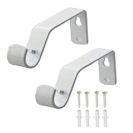 Metal Curtain Rod Brackets White Set with Screws for Poles 19mm Curtain Pole Bracket Metal Heavy Duty Rod Wall Brackets Holder Set of 2.