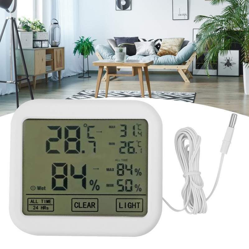 OWE034 4in Digital LCD Thermohygrometer Touch Screen Temperature Humidity Meter