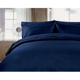 R.T. Home - Egyptian Luxury Extra Long Cotton Hotel Quality Pillowcase 50x70CM (Pillow Case 50 70) Zipper Type 500 Thread Count Sateen Weave Dust Mite Resistant Midnight Navy Pillow Cover 50*70CM