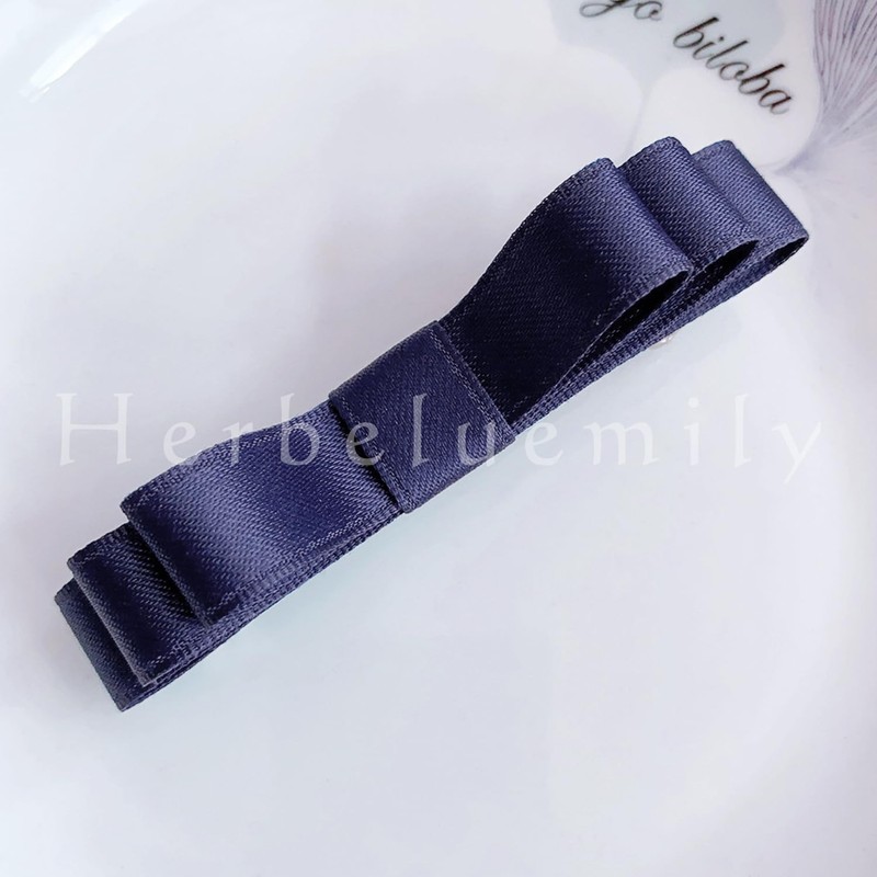 Herbeluemily Barrette Ribbon, Set of 2, Satin, Simple, For Adults,