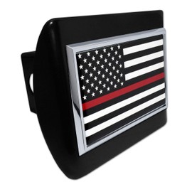Elektroplate Firefighter Thin Red Line USA Flag All Metal Black Hitch Cover for Trucks and SUVs | Fits Standard 2" Trailer Hitch Receivers | Premium Weatherproof