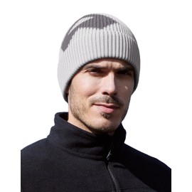 Pioneer Camp Mens Merino Wool Beanie Hats Thick Knit Winter Hat Cold Weather Skull Cap Hiking Skiing Climbing Casual Outdoor Grey