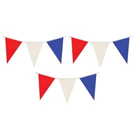 Henbrandt Wimpelkette mit Union Jack, 7 m, Rot, Weiß und Blau, 3 Stück, mit 25 Flaggen, königliches Thema, Pub, Grill, Dekoration, USA, französische Wimpelkette