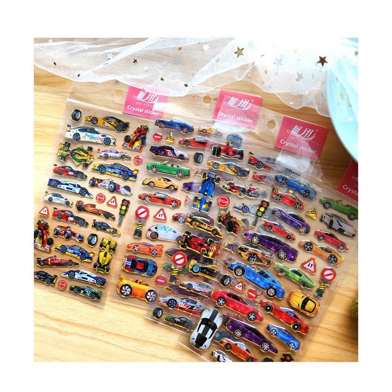 Cmart-Labo Boys Stickers, Super Car, Set of 4, 3D, Sparkling,