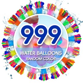 Rehecher Pack of 999 Water Bombs Self-Closing, Self-Closing Water Balloons Mega Pack, Water Bombs, Quick Fillable, Colourful, Biodegradable Set for Outdoor Fun
