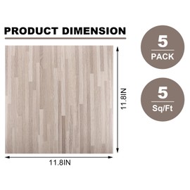 AKOLAFE 5 Sheet Vinyl Flooring 12x12 Peel and Stick Floor Tile Waterproof Clearance Vinyl Floor Tiles Striated Wood Self Adhesive Floor Tiles Sticky Laminate Flooring for Bathroom Kitchen Basement RV