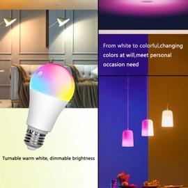 YKNAWOIR RGB Color Changing Light Bulb with Remote Control, RGBW LED Light Bulb A19 E27 White 5W 450LM 12 Color Choices Multicolor Dimmable Flood Light Bulb for Party Bedroom Home