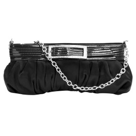 Cluty Orsolo Evening Bag Synthetic Fibre Black Removable Shoulder Strap, black