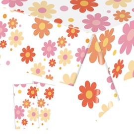 SINGOMON 2PCS Daisy Table Cloths Boho Party Tablecloths Daisy Flower Plastic Table Cloths Rectangular Tablecloths 54x108 Inch Disposable Tablecloths Picnic Table Covers Daisy Birthday Decorations