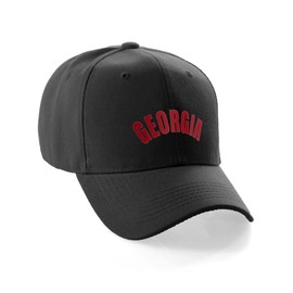 Daxton USA Cities States Baseball Hat Cap Arch Letters, Georgia Black Red