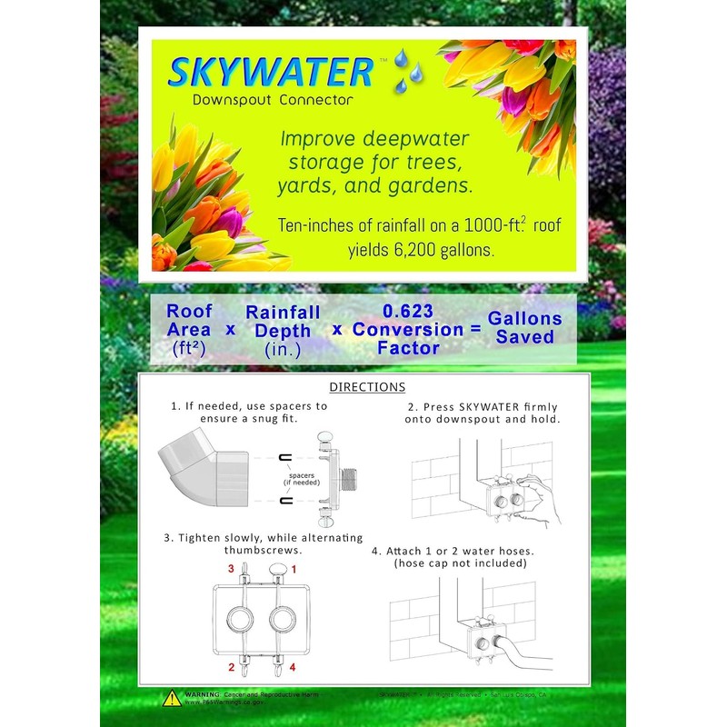 Conector de bajante Skywater – Captura agua de lluvia y