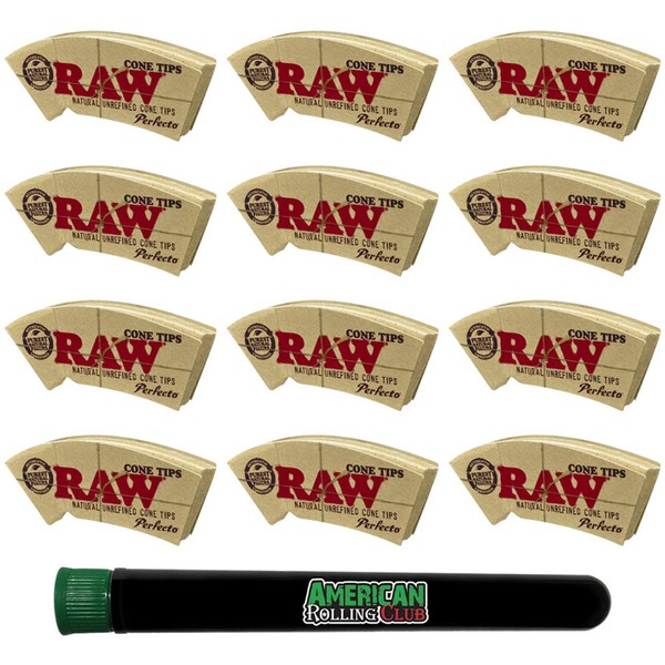 RAW Perfecto Cone Tips 12 Pack with American Rolling Club Tube