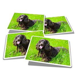 Vinyl Rectangle Stickers (Set of 4) 10cm - Irish Water Spaniel Dog Breed Puppy for Laptops, Tablets, Luggage, Scrap Booking, Fridges #51234