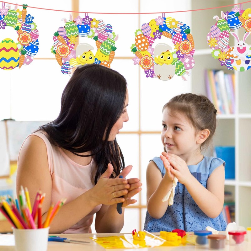8 Pieces Easter Wreath Crafts Set, DIY Spring Decoration Easter