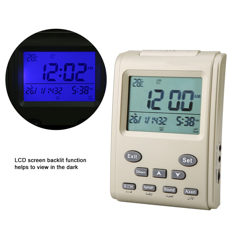 New Digital Islamic Clock Alarm Prayer Alarm LCD Azan Clock