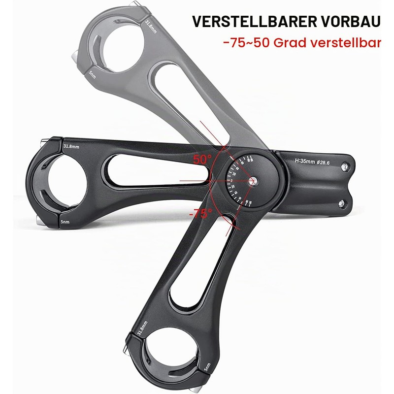 GEWAGE Bicycle Stem Adjustable, Bicycle Stem Riser for 31.8 (1-1/4