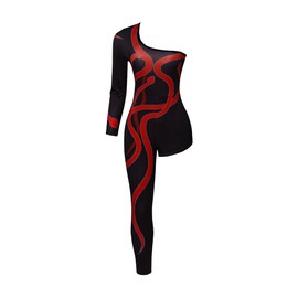 iSHOWcos - overol sexy de una pierna para mujer, color negro, disfraz de Halloween, talla L