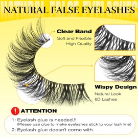 wiwoseo Wispy Lashes Clear Band Eyelashes Natural Lashes Cat Eye Lashes Russian Strip Lashes D Curly False Eyelashes Pestañas Postizas Naturales 14MM Russian Eyelashes 14 Pairs Pack