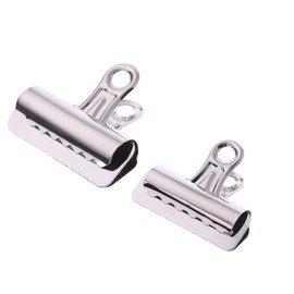 2pcs Large Metal Hinge Clips,Silver Metal Bulldog Clips Paper Letter Document Ticket File Binder Grip Clip Clamp for Pictures, Photos, Money,Office and Home Kitchen 65mm 75mm