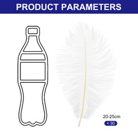 PATIKIL 30 Pcs Natural Ostrich Feathers Bulk 8-10 Inch/ 20-25 cm Large Ostrich Feathers for Crafts Home Decoration Wedding Party Vase Decor (White)