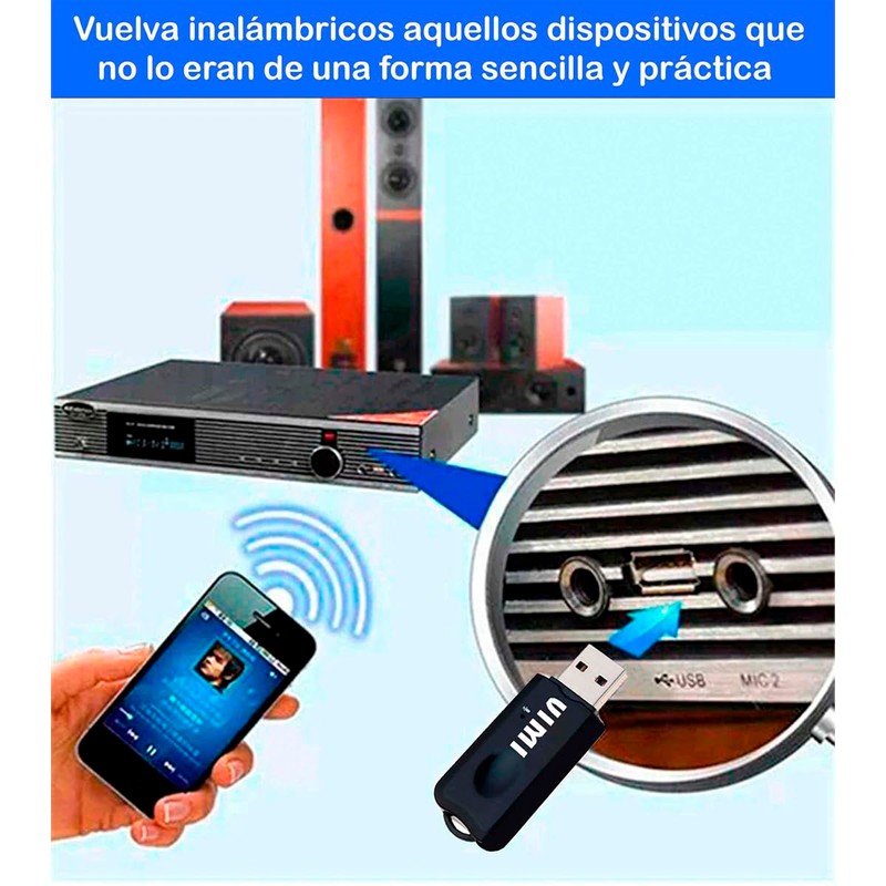 Vimstrom Transmisor Y Receptor USB Inalámbrico para Música Adaptador Bluetooth