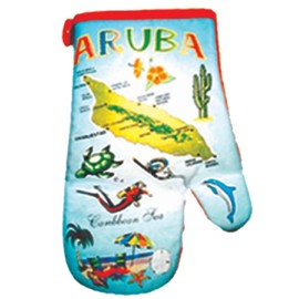 Oven Mitt Aruba Island Map Souvenir 100% Cotton Kitchen Mitt Accessory Gift, Fun Mitts Gift for Cooks, Bakers or Chefs for Women and Men (Aruba)