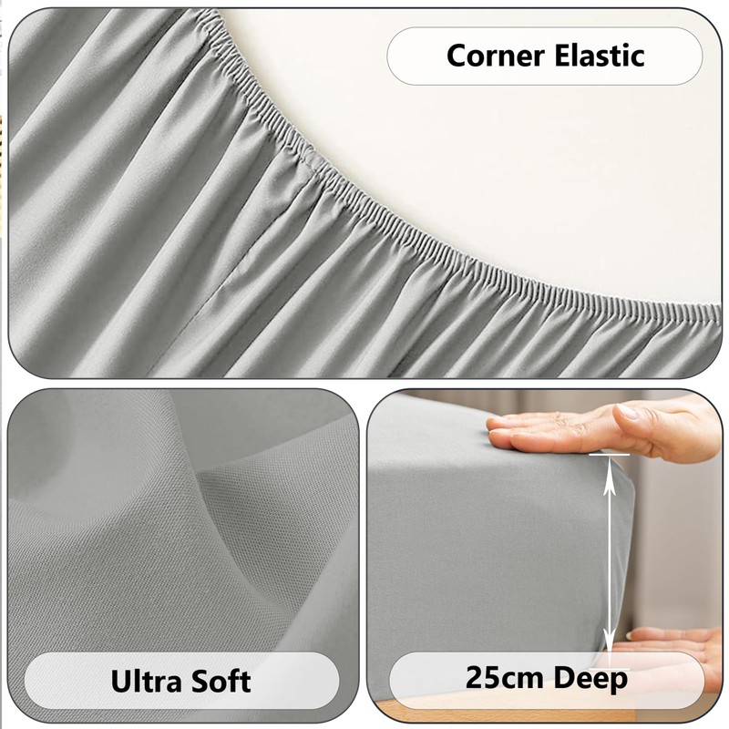 AR Ware King Fitted Sheet non Iron Wrinkle, 25cm Deep