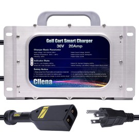 Cllena Waterproof 20 AMP EZGO TXT Battery Charger for 36 Volt Golf Carts - Powerwise D Style Plug