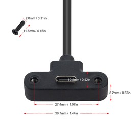 Duttek 90 Degree USB C Extension Cable Short 1FT, Right Angle USB C Female to Male Adapter Cable, Type C Panel Mount for Laptop, Tablet and Mobile Phones 1Pack