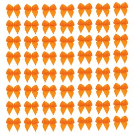 MECCANIXITY 120Pcs Mini Ribbon Bow 1" Mini Fabric Satin Ribbon Flower Bows for Craft DIY Sewing Wedding Birthday Party Orange