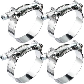EVIL ENERGY 2.5 Inch T-Bolt Hose Clamps, Stainless Steel 304 Turbo Intake Clamps, 63-71mm Adjustable Range for 2-1/2" Hose ID, Intercooler Radiator Pipe Clamps for Silicone Coolant Hoses, 4PCS