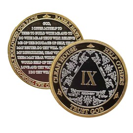 MYRECOVERYSTORE Silver & Gold Alcoholics Anonymous Gifts Sobriety Coin 1 to 60 Year AA Medallion with AA Coin Holder 40mm AA Chips and Medallions with 3rd Step Prayer Recovery Gifts for
