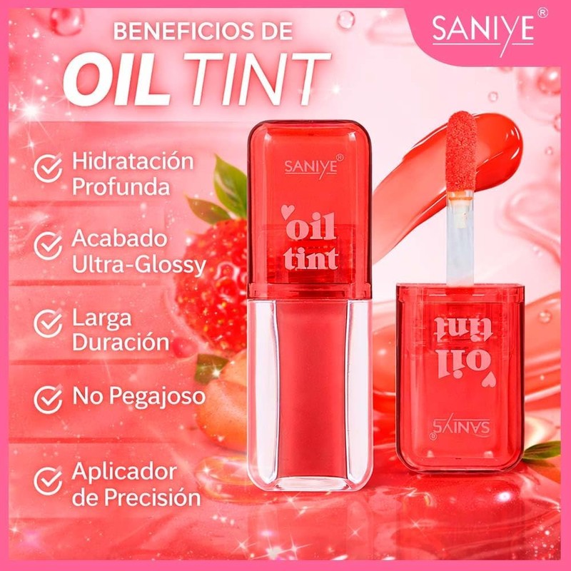 SANIYE Tinta para Labios Oil Tint, Larga Duración, Hidratante, No