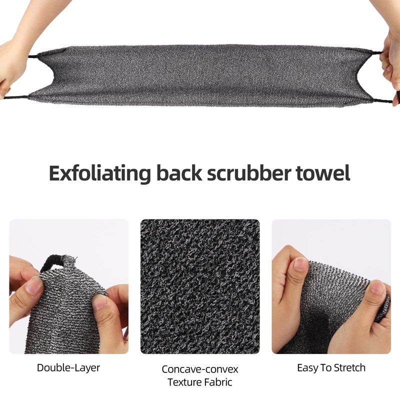 2 esponjas exfoliantes con asas, para ducha, nailon, exfoliante, para