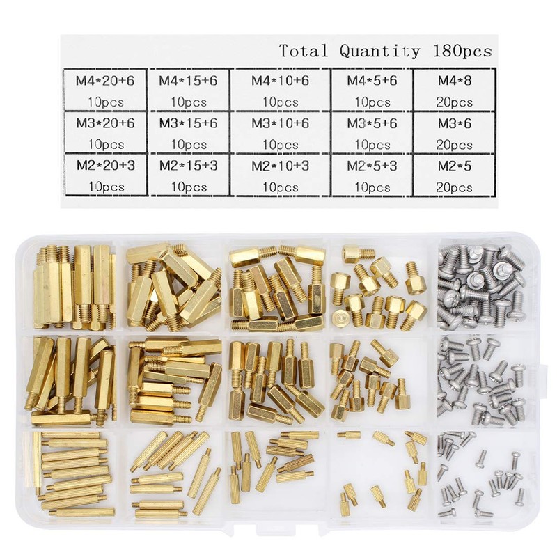 Yuhtech 360 Pieces Standoff Brass Hexagonal Spacer Screws Spacer Nut