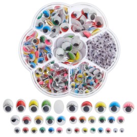 Genie Crafts 500 Pcs Googly Eyes Self Adhesive Wiggle Eye for Crafts with Case Assorted Sizes