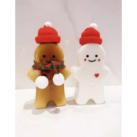 Unbranded 2 Pcs Christmas Holiday Gingerbread Man Bottles hats Scarves Milk Tea Container