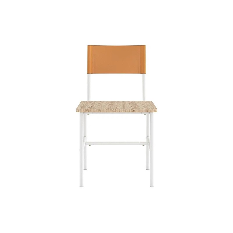 Sauder Boulevard Cafe Faux Leather Back Dining Side Chair Brown/White