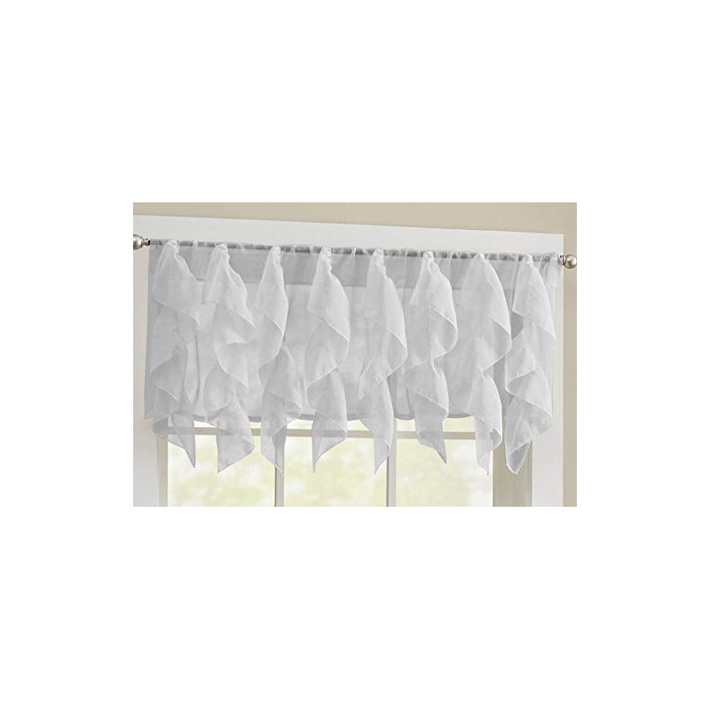 Sweet Home Collection Veritcal Kitchen Curtain Sheer Ruffle Waterfall Window