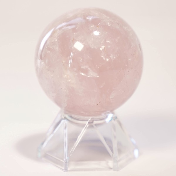 Authentic Rose Quartz Crystal Ball-Pink Quartz Healing Crystals Sphere Crystals and Gemstones Healing Feng Shui Spiritual Meditation Includes Gift Box and Stand Hand-Made, Gifts for Women