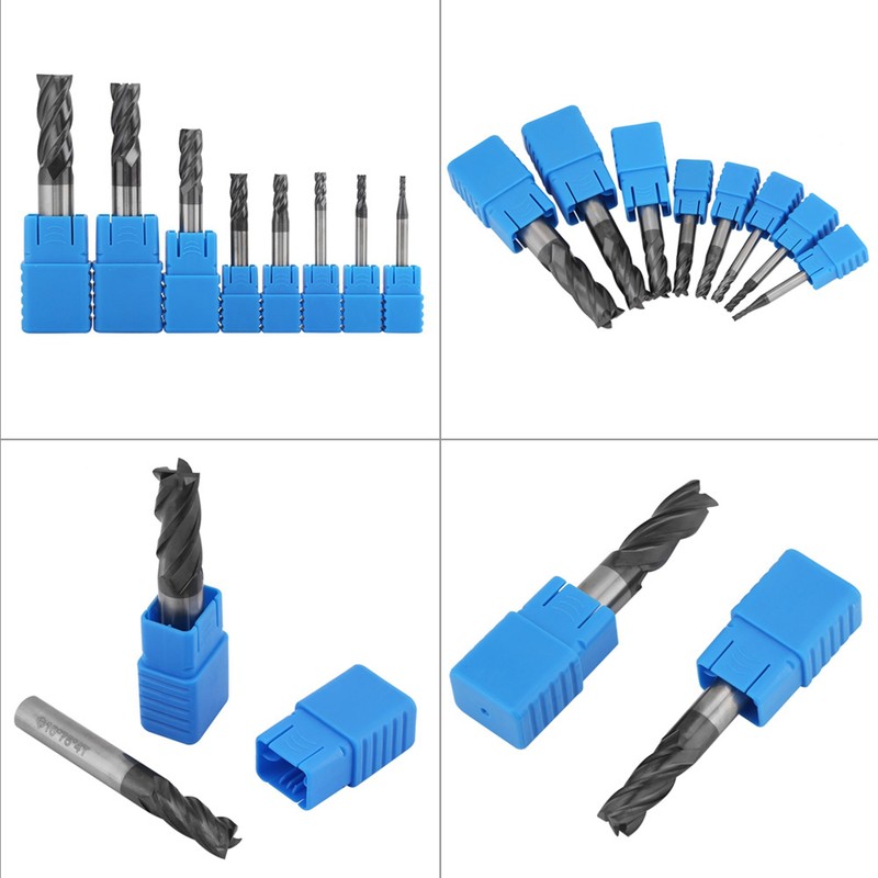 8pcs 2-12mm 4 Flutes Carbide End Mill Set Tungsten Steel