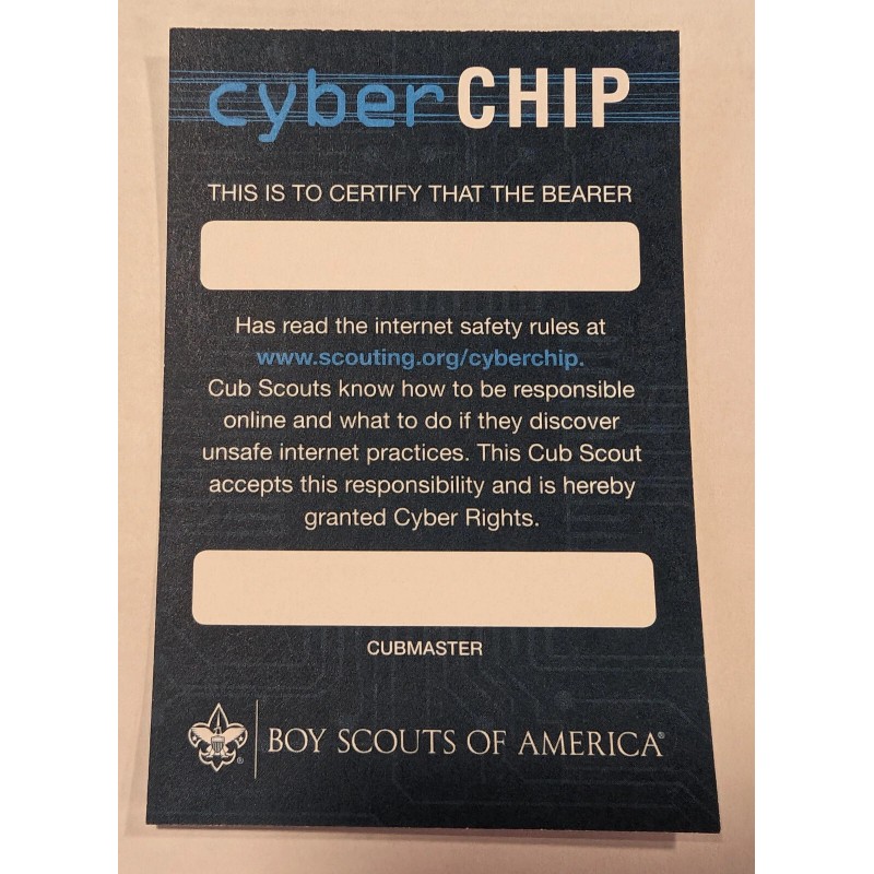 BSA CUB SCOUT CYBERCHIP POCKET CERTIFICATE- 10 CARDS