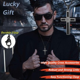 DXIUORF Cross Necklace for Men Women Stainless Steel Wire Wrap Cross Pendant with 24 Inch Chain, Cross Necklace Gifts, Stainless Steel, No Gemstone