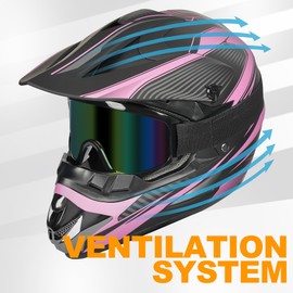 Yesmotor Youth Dirt Bike Helmet Quick Release Buckle - Dirt Bike Helmets for Kids 8-14, Youth ATV Helmet (Gloves Goggles Mask) 4Pcs Set - DOT Approved（Pink,M）