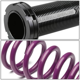 Auto Dynasty Compatible with Civic/CRX/Del Sol/Integra Aluminum Scaled Coilover Kit Set (Purple Springs Black Sleeves) - EG EK DC