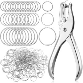 Leriton 200 Pack Book Rings 3 Size Binder Rings Silver Loose Leaf Rings with Metal Single Hole Punch for Index Cards Paper Rings for Office, School, and Home Use