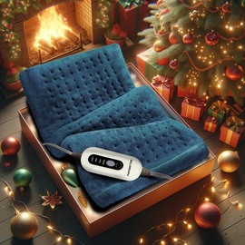 PAGOBETTER Soft Flannel 12"x24" Electric Heating Pad - Fast Heat to 150°F, Auto Shut-Off, Moist/Dry Options, Washable - Perfect Winter Gift - Color: Gray*1+Blue*1