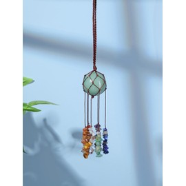 JOVIVI Green Aventurine Chakra Healing Crystals Hanging Window Dream Catcher Car Hanging Ornament Spirtual Gifts Crystal Sun Catcher for Window Wind Chimes Home Decor