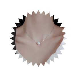 Inateannal Vintage Pearl Pendant Necklace Gold Pearl Choker Necklace Floating Pearl Chain Necklace Minimalist Pearl Wedding Necklace Jewellery for Women and Girls, Zinc, No Gemstone